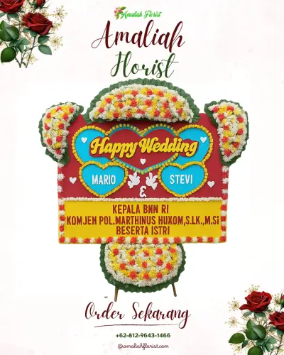 Karangan Papan Bunga Pernikahan di Puraseda
